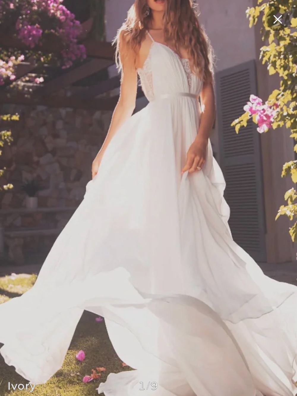 Ivory Spaghetti-Strap Bridal Maxi Dress - Romantic Flowing Silhouette